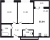 Планировка двухкомнатной квартиры площадью 55.64 кв. м в новостройке ЖК "Город первых"