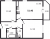 Планировка двухкомнатной квартиры площадью 51.4 кв. м в новостройке ЖК "Цивилизация"