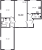 Планировка трехкомнатной квартиры площадью 66.8 кв. м в новостройке ЖК "Цивилизация"