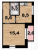 Планировка однокомнатной квартиры площадью 35.4 кв. м в новостройке ЖК "Комфорт"