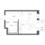 Планировка студии площадью 27.68 кв. м в новостройке ЖК "Новое Колпино"
