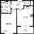 Планировка однокомнатной квартиры площадью 34.7 кв. м в новостройке ЖК "Галактика"