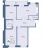 Планировка четырехкомнатной квартиры площадью 107.86 кв. м в новостройке ЖК "Новый Лесснер"