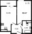 Планировка однокомнатной квартиры площадью 36.57 кв. м в новостройке ЖК "Энфилд"