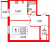 Планировка однокомнатной квартиры площадью 52.82 кв. м в новостройке ЖК "Tesoro"