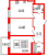Планировка двухкомнатной квартиры площадью 53.8 кв. м в новостройке ЖК "Tesoro"