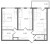 Планировка двухкомнатной квартиры площадью 58.05 кв. м в новостройке ЖК "Ювента"