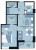 Планировка однокомнатной квартиры площадью 47.6 кв. м в новостройке ЖК "WINGS"
