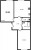 Планировка двухкомнатной квартиры площадью 58.84 кв. м в новостройке ЖК "ЦДС Московский"