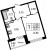 Планировка однокомнатной квартиры площадью 36.37 кв. м в новостройке ЖК "Ariosto!"