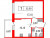 Планировка однокомнатной квартиры площадью 33.5 кв. м в новостройке ЖК "Притяжение"