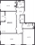 Планировка трехкомнатной квартиры площадью 105.5 кв. м в новостройке ЖК "Притяжение"