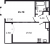 Планировка однокомнатной квартиры площадью 45.7 кв. м в новостройке ЖК "Цивилизация на Неве"