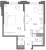 Планировка однокомнатной квартиры площадью 44.5 кв. м в новостройке ЖК "Цивилизация на Неве"