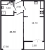 Планировка однокомнатной квартиры площадью 43.7 кв. м в новостройке ЖК "Цивилизация на Неве"