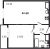 Планировка однокомнатной квартиры площадью 44.6 кв. м в новостройке ЖК "Цивилизация на Неве"