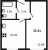 Планировка однокомнатной квартиры площадью 32.41 кв. м в новостройке ЖК "Северный"