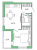 Планировка однокомнатной квартиры площадью 34.43 кв. м в новостройке ЖК "Янила Драйв"