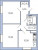 Планировка двухкомнатной квартиры площадью 46.83 кв. м в новостройке ЖК "Янила Драйв"
