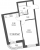 Планировка однокомнатной квартиры площадью 44.47 кв. м в новостройке ЖК "Авиатор"