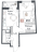Планировка однокомнатной квартиры площадью 37.11 кв. м в новостройке ЖК "Авиатор"