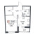 Планировка однокомнатной квартиры площадью 33.57 кв. м в новостройке ЖК "Авиатор"