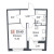 Планировка однокомнатной квартиры площадью 33.49 кв. м в новостройке ЖК "Авиатор"