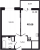 Планировка однокомнатной квартиры площадью 40.66 кв. м в новостройке ЖК "Черная речка"
