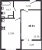 Планировка однокомнатной квартиры площадью 40.61 кв. м в новостройке ЖК "Черная речка"
