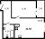 Планировка однокомнатной квартиры площадью 42.56 кв. м в новостройке ЖК "Черная речка"
