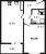 Планировка однокомнатной квартиры площадью 40.49 кв. м в новостройке ЖК "Черная речка"