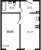 Планировка однокомнатной квартиры площадью 38.83 кв. м в новостройке ЖК "Черная речка"