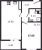 Планировка однокомнатной квартиры площадью 37.09 кв. м в новостройке ЖК "Черная речка"