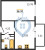 Планировка однокомнатной квартиры площадью 36.7 кв. м в новостройке ЖК "Черная речка"