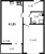 Планировка однокомнатной квартиры площадью 41.85 кв. м в новостройке ЖК "Черная речка"