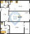 Планировка двухкомнатной квартиры площадью 55.7 кв. м в новостройке ЖК "Черная речка"