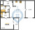 Планировка двухкомнатной квартиры площадью 61.2 кв. м в новостройке ЖК "Черная речка"