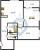 Планировка двухкомнатной квартиры площадью 54.6 кв. м в новостройке ЖК "Черная речка"