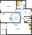 Планировка двухкомнатной квартиры площадью 52.9 кв. м в новостройке ЖК "Черная речка"