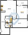 Планировка двухкомнатной квартиры площадью 54.5 кв. м в новостройке ЖК "Черная речка"