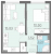 Планировка однокомнатной квартиры площадью 31.9 кв. м в новостройке ЖК "Ручьи"