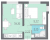 Планировка однокомнатной квартиры площадью 29.3 кв. м в новостройке ЖК "Ручьи"