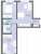 Планировка двухкомнатной квартиры площадью 45.1 кв. м в новостройке ЖК "Ручьи"