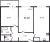 Планировка двухкомнатной квартиры площадью 52.1 кв. м в новостройке ЖК "Ручьи"