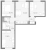 Планировка трехкомнатной квартиры площадью 59.54 кв. м в новостройке ЖК "Ручьи"