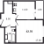 Планировка однокомнатной квартиры площадью 42.7 кв. м в новостройке ЖК "Звезды Столиц"