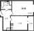Планировка однокомнатной квартиры площадью 39.9 кв. м в новостройке ЖК "Звезды Столиц"