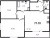 Планировка двухкомнатной квартиры площадью 77.7 кв. м в новостройке ЖК "Звезды Столиц"