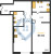 Планировка однокомнатной квартиры площадью 67.41 кв. м в новостройке ЖК "Amo"