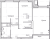 Планировка двухкомнатной квартиры площадью 63.32 кв. м в новостройке ЖК "Amo"